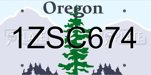 1ZSC674 Oregon License Plate