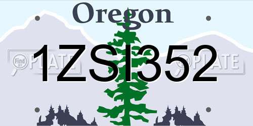 1ZSI352 Oregon License Plate