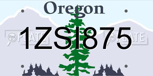 1ZSI875 Oregon License Plate