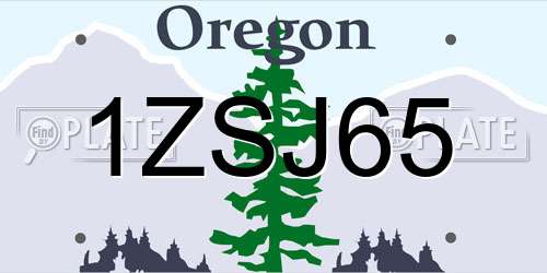 1ZSJ65 Oregon License Plate