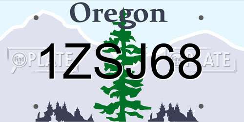 1ZSJ68 Oregon License Plate