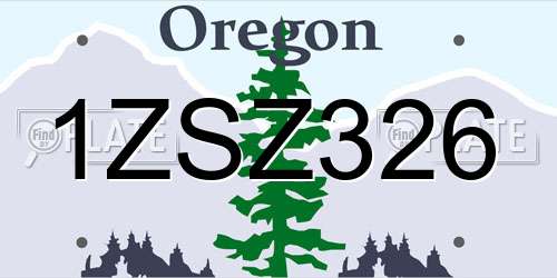 1ZSZ326 Oregon License Plate