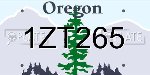 1ZT265 Oregon License Plate