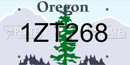 1ZT268 Oregon License Plate