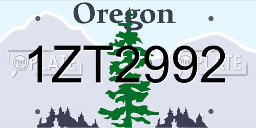 1ZT2992 Oregon License Plate