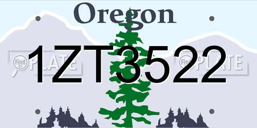 1ZT3522 Oregon License Plate