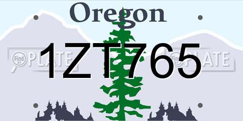 1ZT765 Oregon License Plate