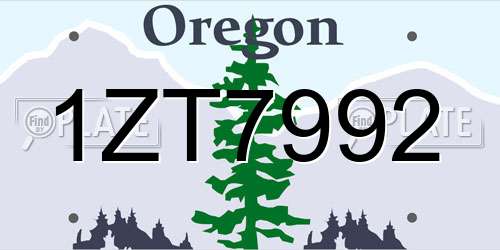 1ZT7992 Oregon License Plate