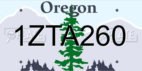 1ZTA260 Oregon License Plate