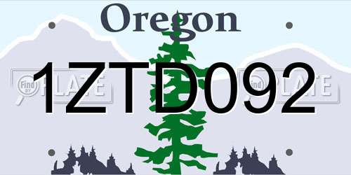 1ZTD092 Oregon License Plate