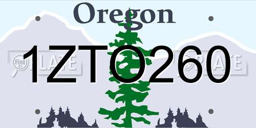 1ZTO260 Oregon License Plate