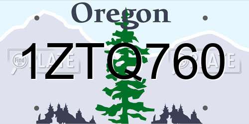 1ZTQ760 Oregon License Plate