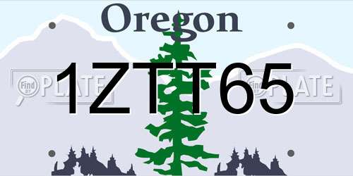 1ZTT65 Oregon License Plate