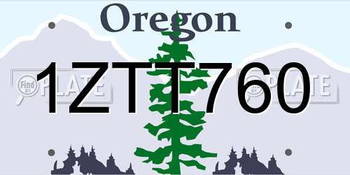 1ZTT760 Oregon License Plate