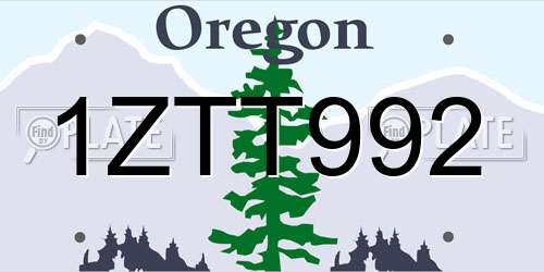 1ZTT992 Oregon License Plate