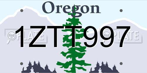 1ZTT997 Oregon License Plate