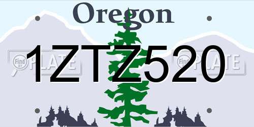 1ZTZ520 Oregon License Plate