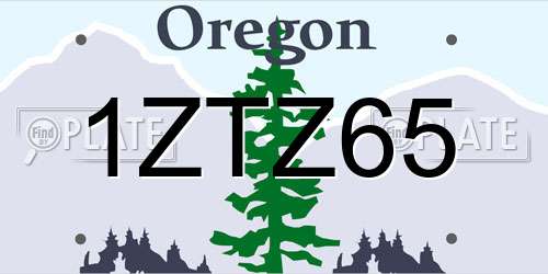 1ZTZ65 Oregon License Plate