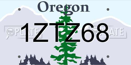 1ZTZ68 Oregon License Plate