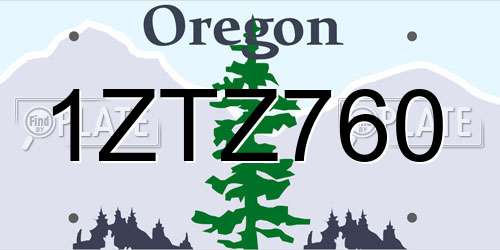 1ZTZ760 Oregon License Plate
