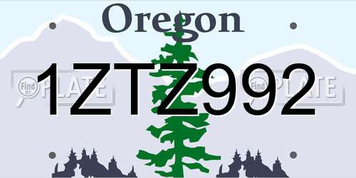 1ZTZ992 Oregon License Plate