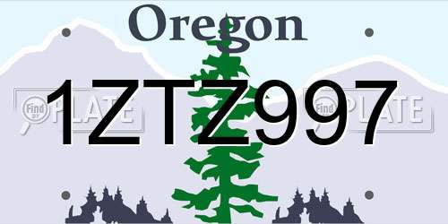 1ZTZ997 Oregon License Plate