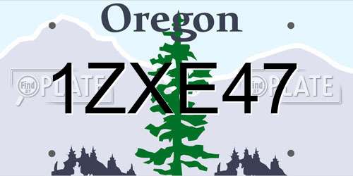 1ZXE47 Oregon License Plate