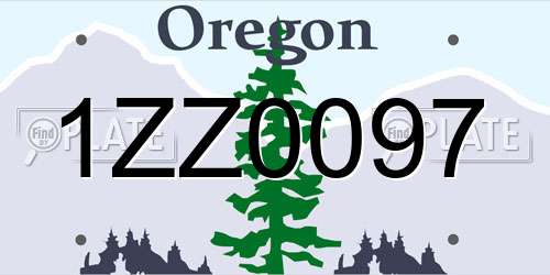1ZZ0097 Oregon License Plate