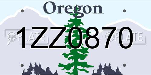 1ZZ0870 Oregon License Plate