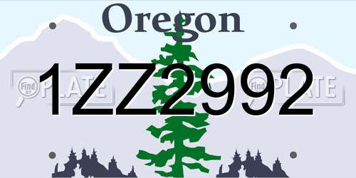 1ZZ2992 Oregon License Plate