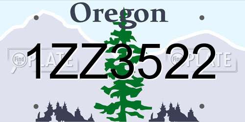 1ZZ3522 Oregon License Plate