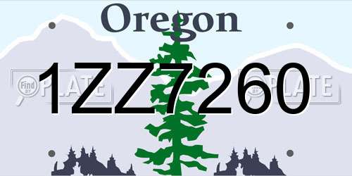 1ZZ7260 Oregon License Plate