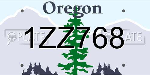 1ZZ768 Oregon License Plate
