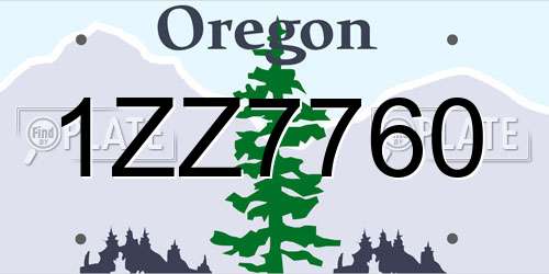 1ZZ7760 Oregon License Plate