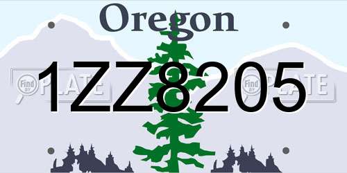 1ZZ8205 Oregon License Plate