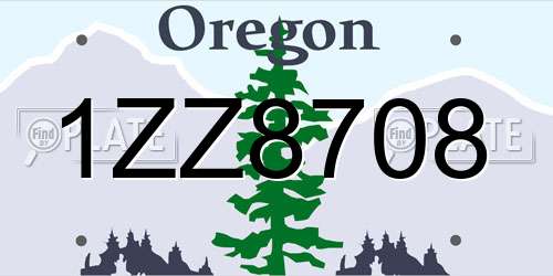 1ZZ8708 Oregon License Plate