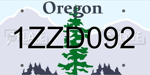 1ZZD092 Oregon License Plate
