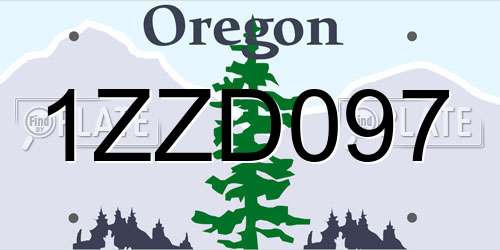 1ZZD097 Oregon License Plate