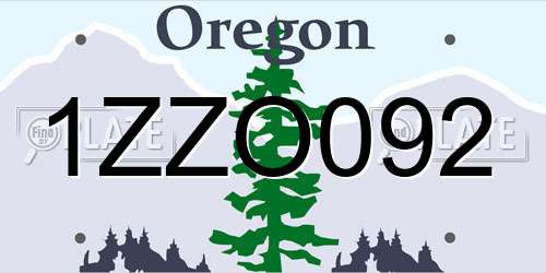 1ZZO092 Oregon License Plate