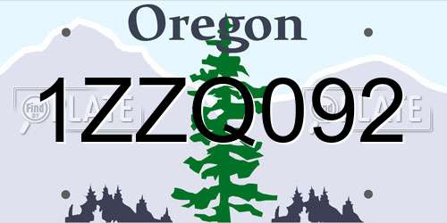 1ZZQ092 Oregon License Plate