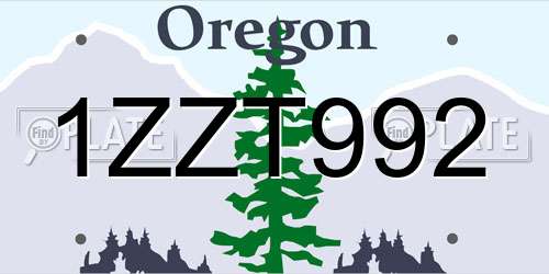 1ZZT992 Oregon License Plate