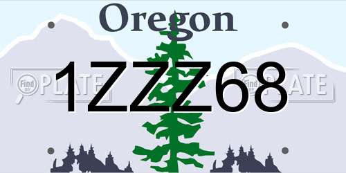 1ZZZ68 Oregon License Plate