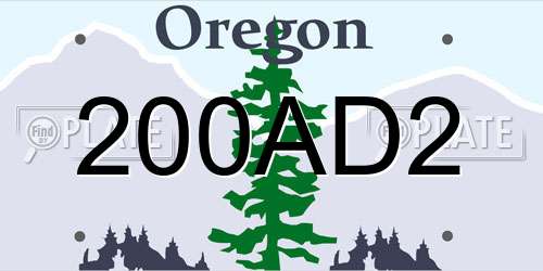 200AD2 Oregon License Plate