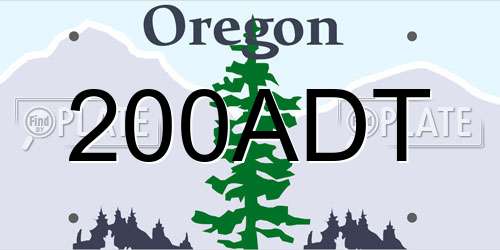 200ADT Oregon License Plate