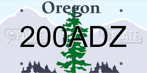 200ADZ Oregon License Plate