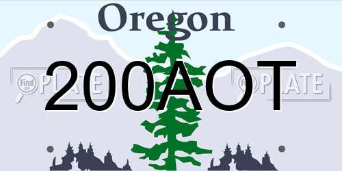 200AOT Oregon License Plate
