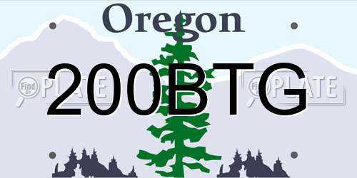 200BTG Oregon License Plate