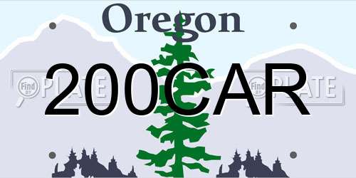 200CAR Oregon License Plate