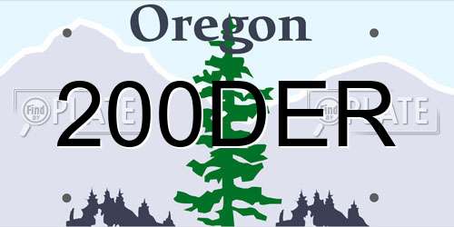 200DER Oregon License Plate