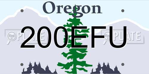 200EFU Oregon License Plate